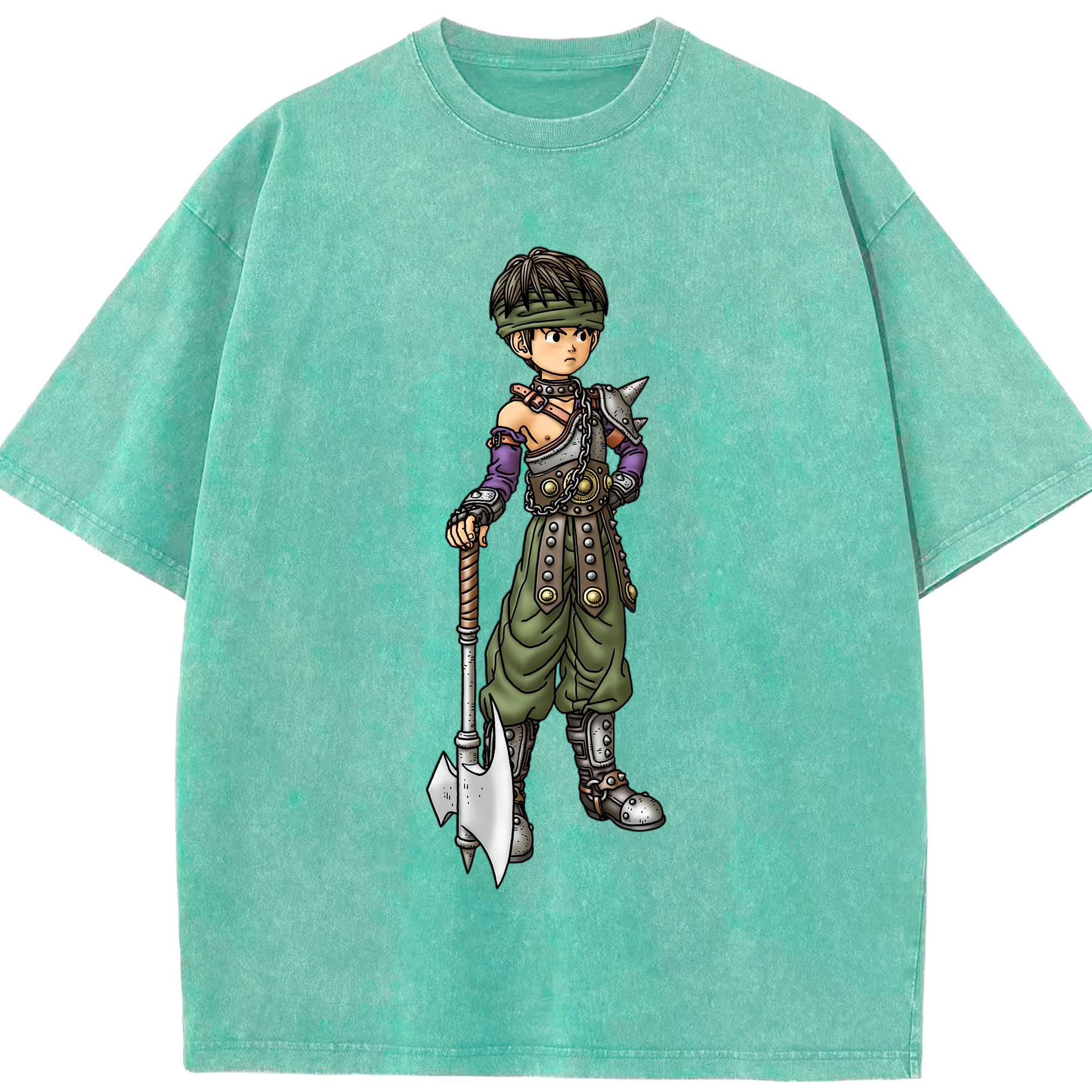 （画像用） ドラゴンクエスト Doragon Kuesuto Dragon Quest 綿100% ヴィンテージ風 半袖Tシャツ（フロントプリント）